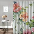 thumbnail image 2 of Fenyluxe Pink Rose Shower Curtain, Stylish Dry Wet Separation Rose Shower Curtain Set for Bathroom Decor with Hooks 60x72, 2 of 7