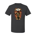 thumbnail image 2 of Flaming Motorycle Hell Fire Skull Biker | Mens Fashion Graphic T-Shirt, Charcoal, 4XL, 2 of 4