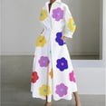 thumbnail image 1 of Women's Polo Collar Long Sleeve Maxi Dress - Ankle-Length, Elastic, Button Detail, Polyester, 1 of 10