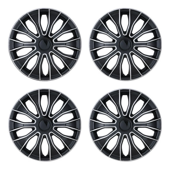 4Pcs 14 inch Universal Hubcaps,Wheel Rims Cover,Snap on Car Truck SUV,ABS PC,Silver Lacquer & Black Lacquer
