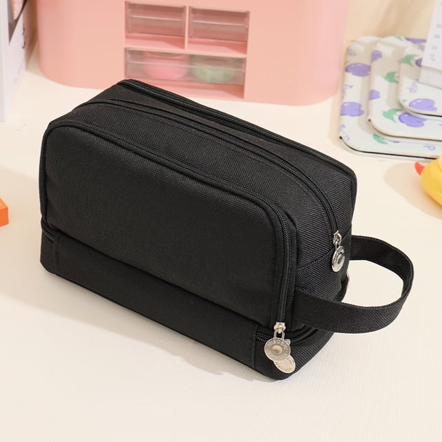 Double-layer double-window pencil case large capacity multi-functional primary and secondary school student stationery box art storage bag