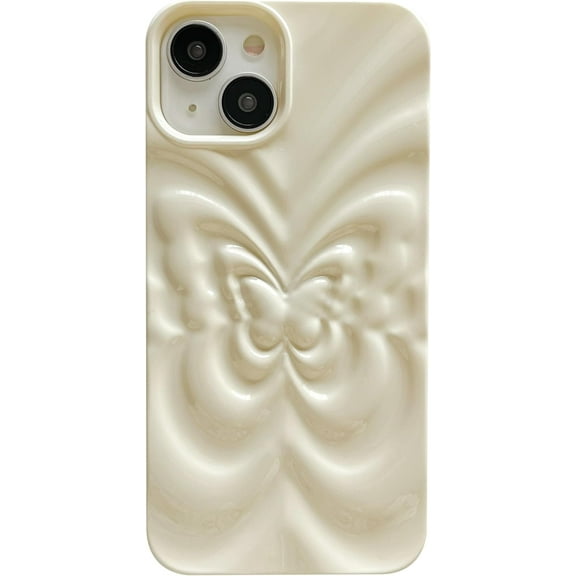 3D Butterfly Pattern Pleated Soft Compatible with iPhone Case (White,iPhone 12 Pro)