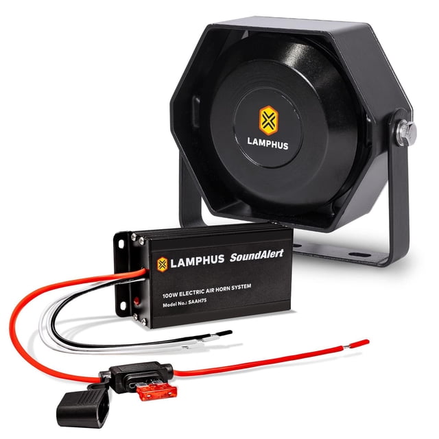LAMPHUS SoundAlert - Kit de amplificador de bocina de aire de policía de 100 W [altavoz delgado de 1
