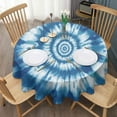 thumbnail image 3 of Blue Tie Dye Mandala Pattern Round Tablecloth 60"x60",Wrinkle Wipeable Table Cloth for Kitchen Dining Room Picnic Patio Party, 3 of 6