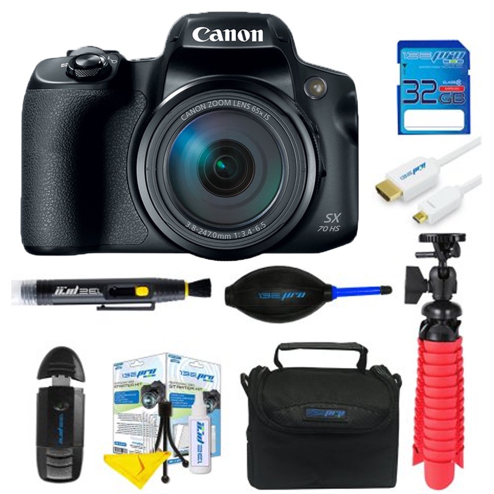 Canon PowerShot SX70 HS Digital Camera + SD Card + Pixi Accessories