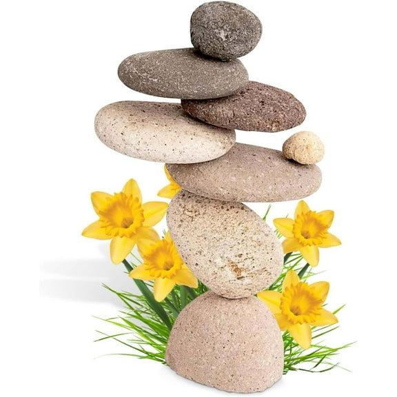 MMZP Zen Stacked Rocks Sculpture | Cairn Statue Balancing Rock Stone Decor for Japanese Garden | Stacking Pebbles
