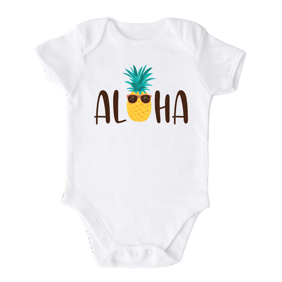 Aloha Hawaii Pineapple Shirt Premium Custom Baby Clothes Unisex Baby Announcement Gift for Mom Newborn Outfit 0-3m White