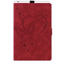 Dteck Case for iPad Pro 13 Inch 2024,Smart Magnetic Leather Butterfly Pattern Card Holder Wallet Hybrid Rubber Kickstand Case Cover for iPad Pro 13" (M4) 2024,Red