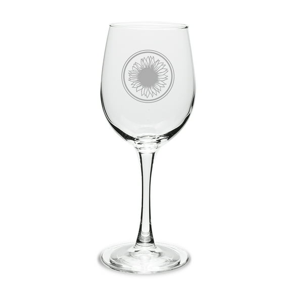 Sunflower Deep Etched White Wine Glass