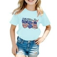 thumbnail image 2 of Coerni 4th of July Kids Toddler Girls T Shirt Solid American Flag Print Short Sleeve Tees Cotton Round Neck Clothes, 2 of 9