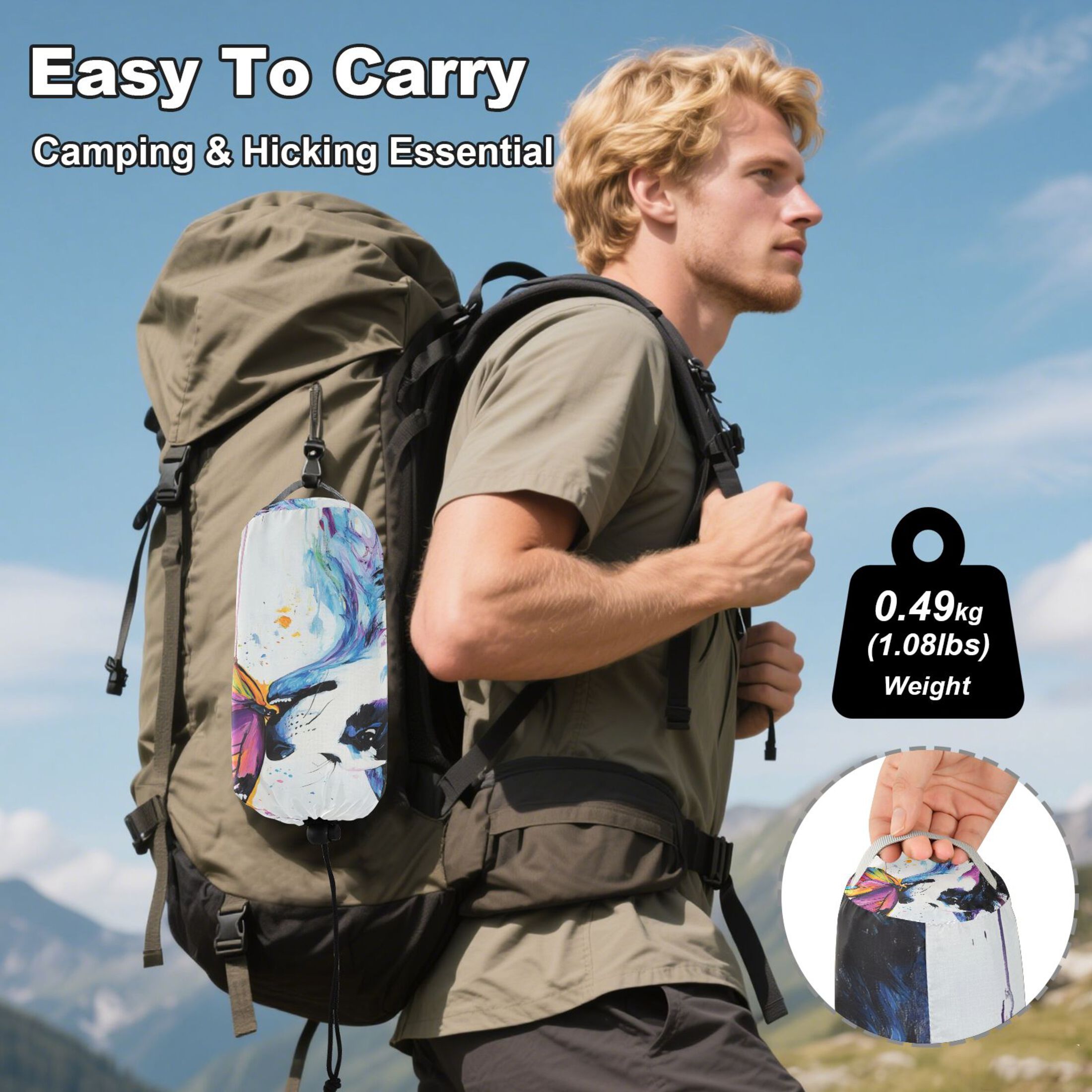 Hammock Camping Hammock Nylon Portable Hammock Travel Camping Hammock Dogs and Colorful Butterflies