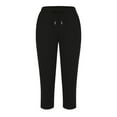 thumbnail image 4 of FAIWAD Capri Pants for Women Casual Summer Pull on Yoga Capris Workout Crop Pants with Pockets, 4 of 6