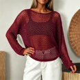 thumbnail image 2 of XIAONU Open Knit Sheer Pullover Sweater for Women Long Sleeve Crew Neck Casual Lightweight Loose Top, 2 of 4