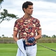 thumbnail image 3 of Yiaed Skull record Guitar musicPrint Men's Short Sleeve Polo Shirt,Golf Polo for Men Three-Button Golf Shirt Athletic Casual Collared T-Shirt- 4X-Large, 3 of 7