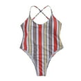 thumbnail image 2 of Women‘s Striped One-piece Swimsuit Color Blocking Sling Swimwear, 2 of 4