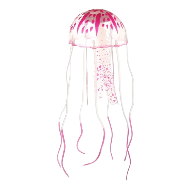 Decoración de medusas para pecera, adornos fluorescentes de silicona para medusas, decoración de acuario con ventosa, rosa, 2,3 "x 5,9"