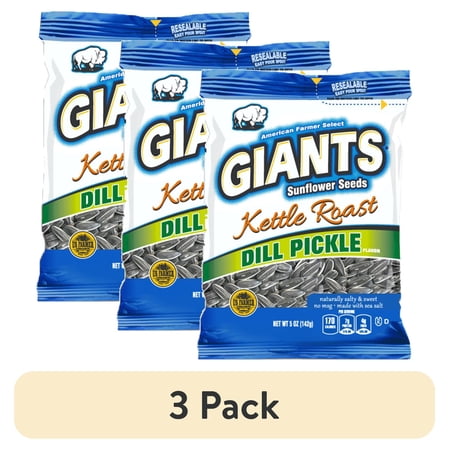 (3 pack) Giants Kettle Roast Dill Pickle Sunflower Seeds, 5 Oz