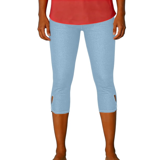 Pincandy Women's Solid Color Stretch Denim Leggings - No Pockets, Skinny Fit, Perfect for Gym, Workout & Daily Casual Wear