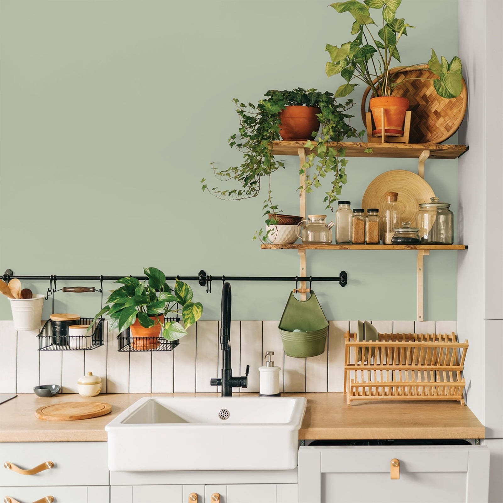 Glidden Glidden Kitchen Bath and Laundry Light Sage / Green, Eggshell Interior Paint with Primer, 1 Gallon