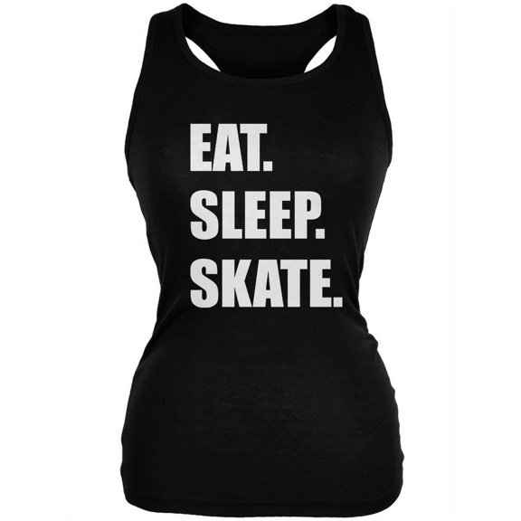 Eat Sleep Skate Black Juniors Soft Tank Top - Medium