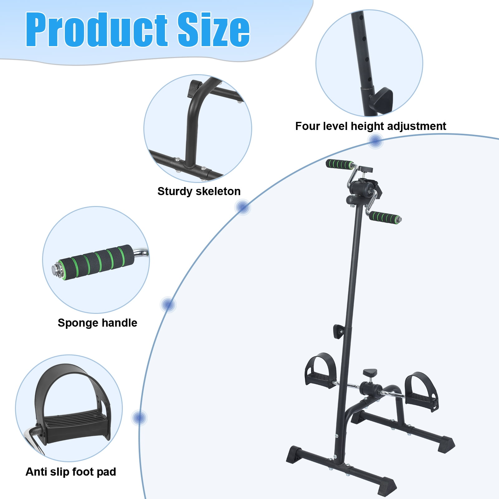 Plenkra Pedal Exerciser Bike, Hand Arm Leg Knee Peddler with Monitor, Adjustable Fitness Recovery Equipment for Seniors, Elderly Physical Therapy Exercise Bike for Total Body 264lbs