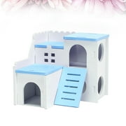MEIBUTYUP Pet House Blue Wooden for Hamsters Safe Rest and Entertainment