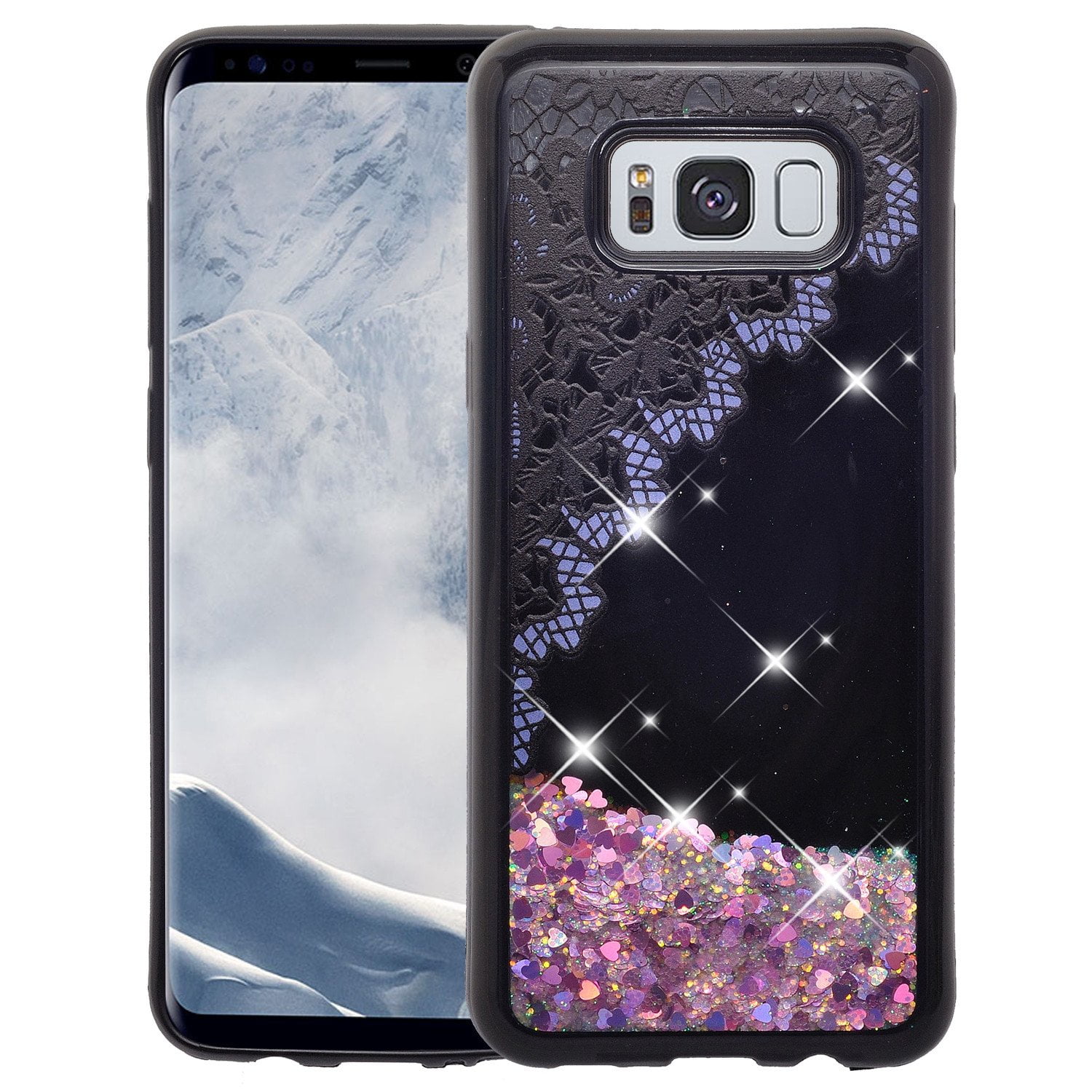 For Samsung Galaxy S8 Luxury Bling Liquid Glitter Case, Sparkle Quicksand Case Cover Purple