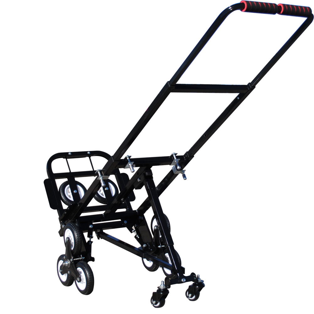 INTSUPERMAI Folding Stair Climbing Cart Portable Hand Truck Luggage Cart 2 Backup Wheels 2 Casters Black