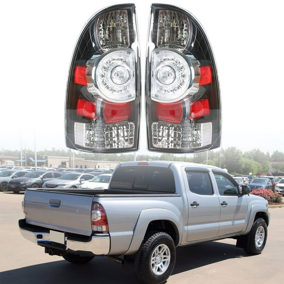 munirater Pair of Black Housing Clear Lens LED Rear Tail Light Assembly Replacement for 2005-2015 Toyota Tacoma 8155004150 8155004160