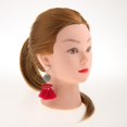 thumbnail image 2 of Pendientes de Botón con Flecos Y Borlas de Bohemio con Perla de a Rayas Salvador Esmalte Borla Pendientes, 2 of 7