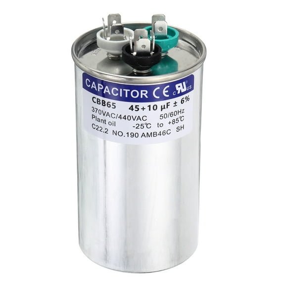 Uxcell 45 10MFD CBB65 Run Start Capacitor 45 10uF, 370/440V Round AC Capacitor for AC Motor Run, HVAC, Air Conditioner, Condenser Motors