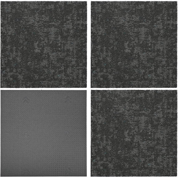 4Pcs Commercial Carpet Tiles, Heavy Duty Carpet Floor Tiles with Non-slip Backing, 0.38" Thickened Carpet Squares for Living Room Bedroom Office Hotel Garage