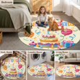 thumbnail image 6 of Area Rug 48in, Happy Birthday Cake Balloon Firework Floor Carpet Living Room Rug, Celebration Non-Slip Welcome Mat Indoor Rugs for Bedroom Dining Room, 6 of 9