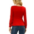 thumbnail image 3 of INSPIRE CHIC Long Sleeve Peplum Ruched Top Red L, 3 of 5