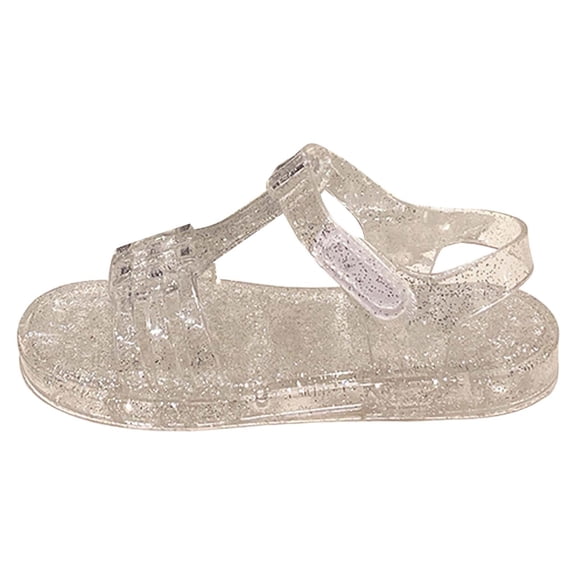 Gtoiithly Girls Fashion Jelly Sandals Breathable Open Toe Beach Shoes Soft Sole Casual Summer Footwear for Toddlers and Kids Girls Flat Sandals White 8-9 Years