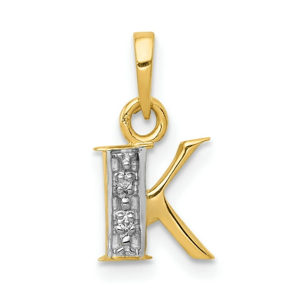 14K Rhodium Plaqué Or Jaune & Rhodium Poli.01ct Diamant Initiale K Charme