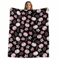 thumbnail image 2 of Pink Pumpkins Fall Fleece Throw Blanket for Couch, Autumn Thanksgiving Botanical Black Microfiber Flannel Blanket for All Season, Lightweight Soft Throw Blankets for Women, Girls, Adults, 50"x80", 2 of 9