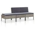 thumbnail image 1 of 3 Piece Garden Lounge Set with Cushions Poly Rattan Grey, 1 of 5