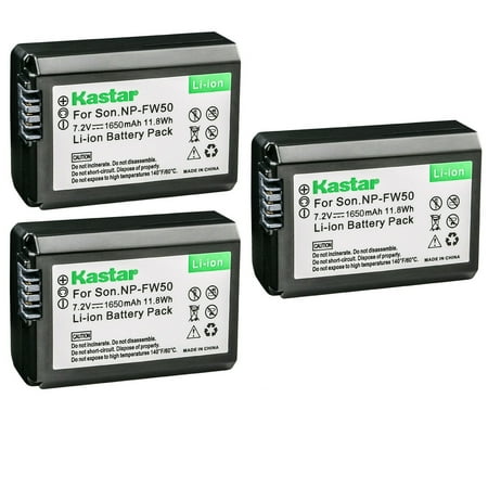 Kastar 3-Pack NP-FW50 Battery Replacement for Sony alpha 7 α7 a7 ILCE-7M2 alpha 7 II α7 II a7 II ILCE-7R alpha 7R α7R a7R ILCE-7RM2 alpha 7R II α7RII a7R II ILCE-7S alpha 7S Camera