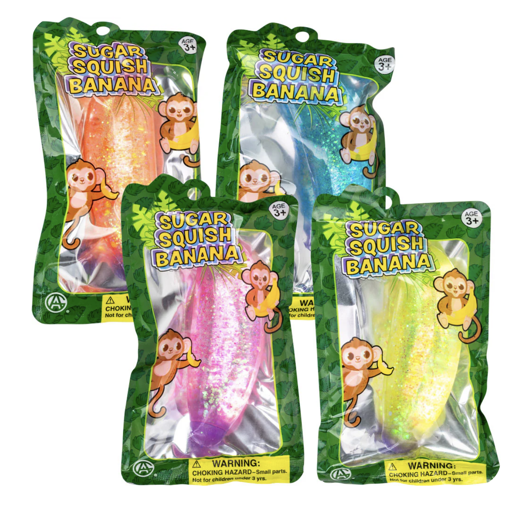 Sugar Squish Banana Sensory Stress Ball One Random Color Selected)