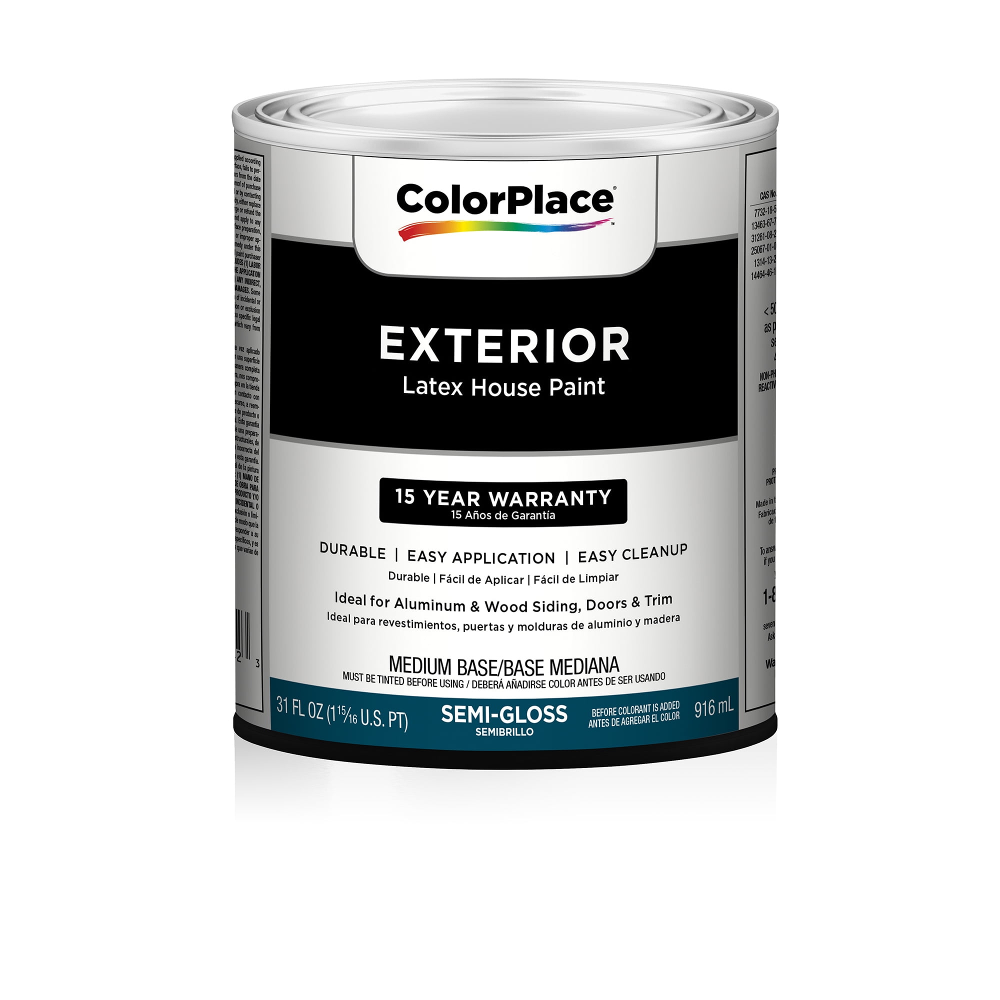 ColorPlace Exterior Semi-Gloss Paint, Medium Base, 1 Quart