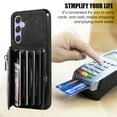 thumbnail image 3 of RFID BLOCKING Wallet Case for Samsung Galaxy A36 5G with Card Holder, Zipper Pocket Kickstand Function Shockproof Purse Phone Cover with Removable Shoulder Strap & Wrist Strap, Black, 3 of 10