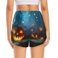 thumbnail image 2 of Lsque Spooky Halloween Printed Women's Running Shorts with Liner Pockets,Elastic Quick Dry Workout Athletic Gym Yoga Shorts,Womens High Waist Shorts-Small, 2 of 9