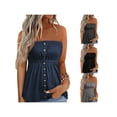 thumbnail image 4 of Kmbangi Womens Tube Tops Buttons Strapless Boat-Neck Wrap Chest Tank Tops Summer Bandeau Tops, 4 of 4