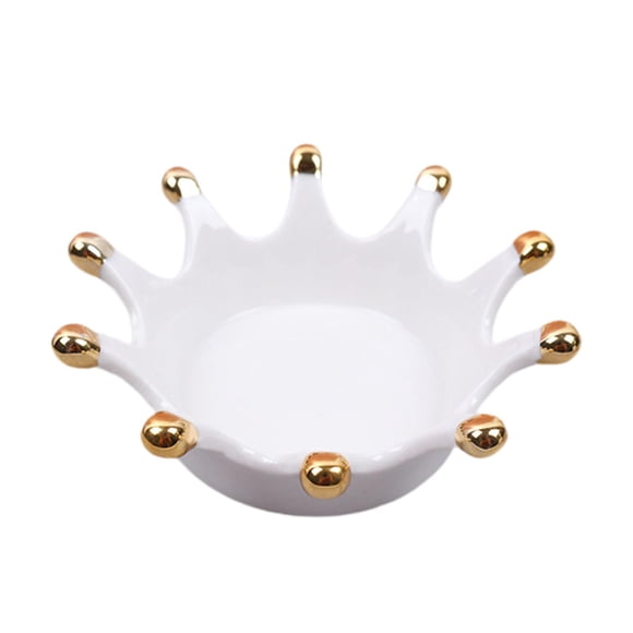 Organizador de anillos y joyas, plato multifunción para decoración de pendientes, bandeja de cerámica con forma de corona para bodas, fiestas y