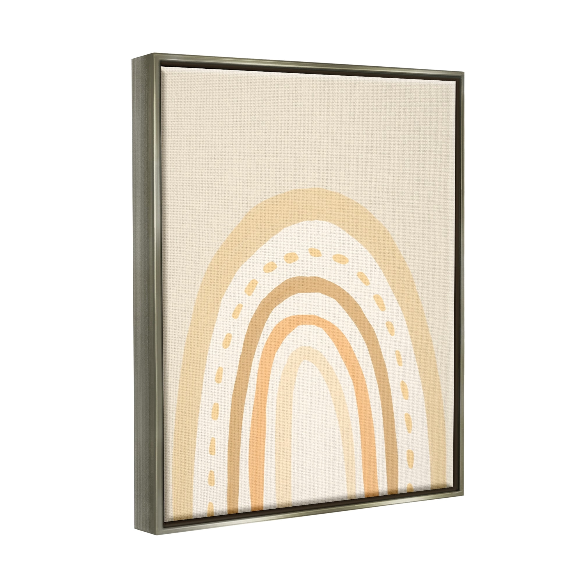 Stupell Industries Minimal Rainbow Stripes Neutral Tones Dashed Lines Graphic Art Luster Gray Floating Framed Canvas Print Wall Art, Design by Heather McLaughlin