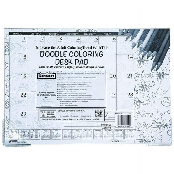 House of Doolittle  18.5 x 13 in. Doodle Monthly Desk Pad