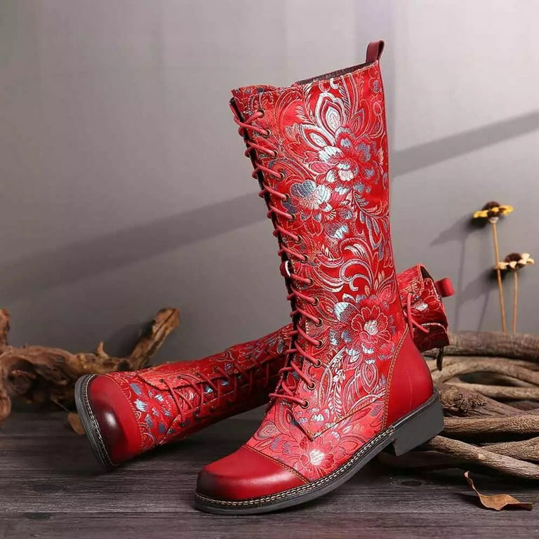 Embroidered shop knee boots