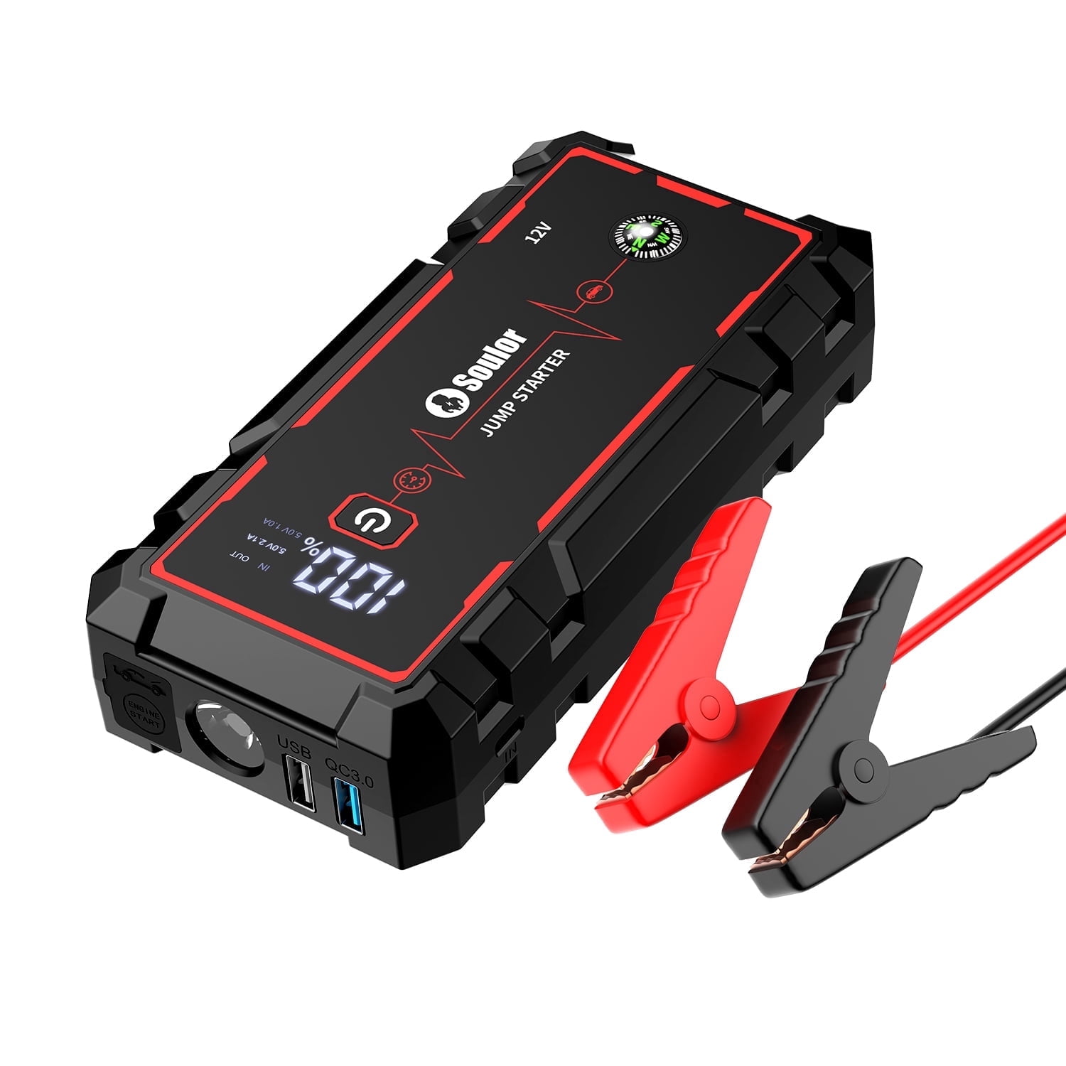 Jump Starter 3000A for 8.0L Gas 4.0L Diesel 12V Lithium Jump Box, Portable Power Bank with Emergency Light