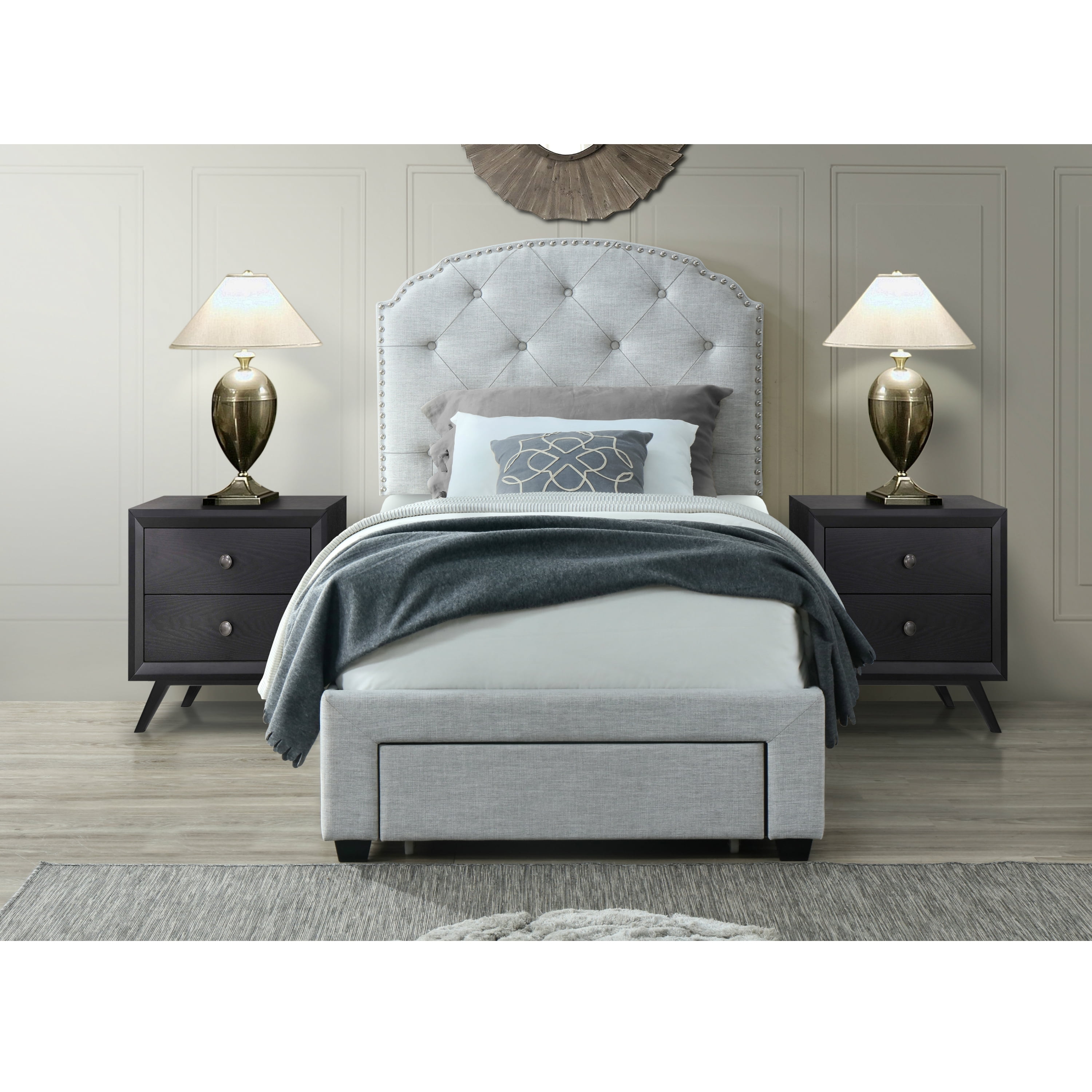 Buy DG Casa Argo Tufted Upholstered Panel Bed Frame with Storage